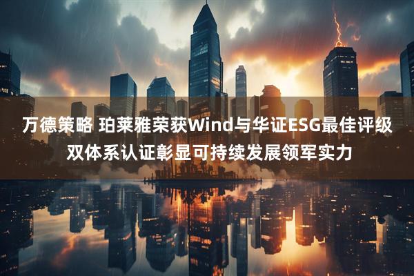 万德策略 珀莱雅荣获Wind与华证ESG最佳评级 双体系认证彰显可持续发展领军实力