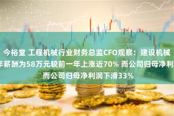 今裕堂 工程机械行业财务总监CFO观察：建设机械杨娟2024年薪酬为58万元较前一年上涨近70% 而公司归母净利润下滑33%