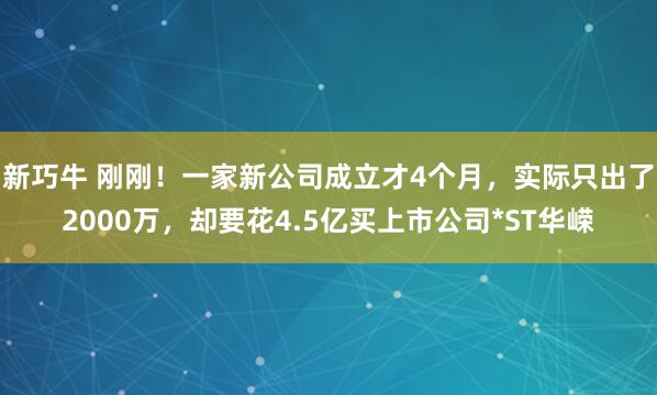 新巧牛 刚刚！一家新公司成立才4个月，实际只出了2000万，却要花4.5亿买上市公司*ST华嵘