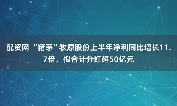 配资网 “猪茅”牧原股份上半年净利同比增长11.7倍，拟合计分红超50亿元