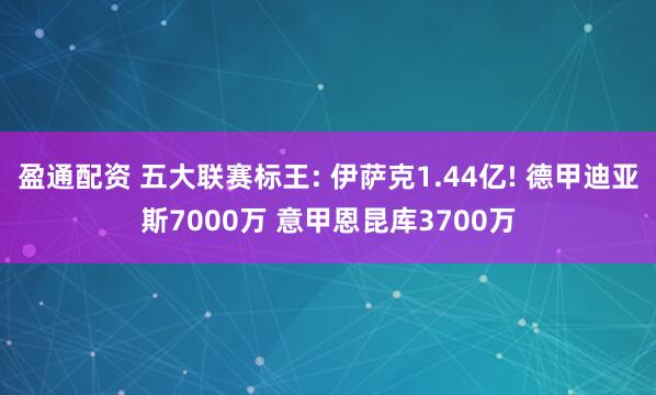 盈通配资 五大联赛标王: 伊萨克1.44亿! 德甲迪亚斯7000万 意甲恩昆库3700万