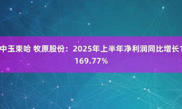 中玉束哈 牧原股份：2025年上半年净利润同比增长1169.77%
